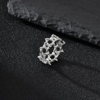 Personality Stainless Steel Irregular Thorns Ring for Men, Retro Punk Texture Six Pointed Star Ring, Geometric Hip-hop Jewelry Lounj 