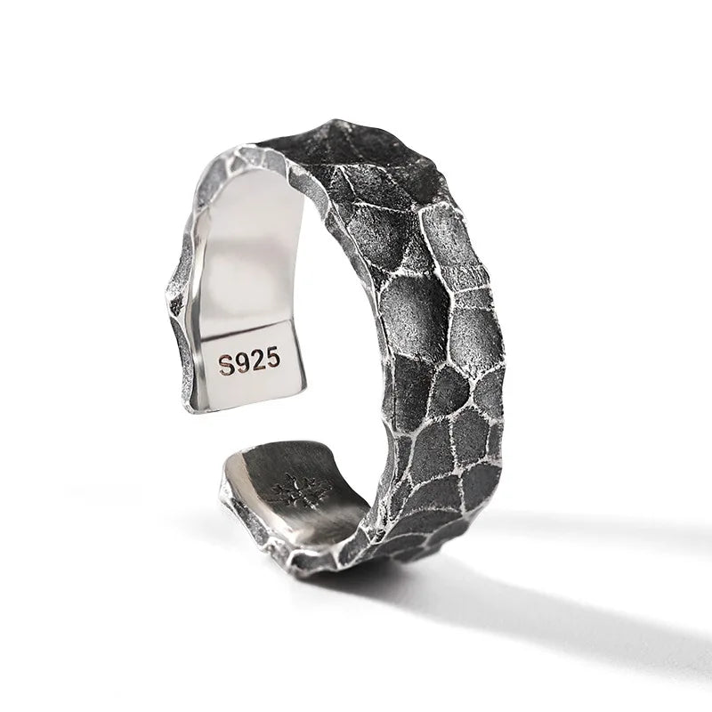 Retro Gothic Black Silver Color Irregular Metal Ring Men Vintage Y2k Aesthetics Geometry Open Rings For Women Punk Party Jewelry Lounj 