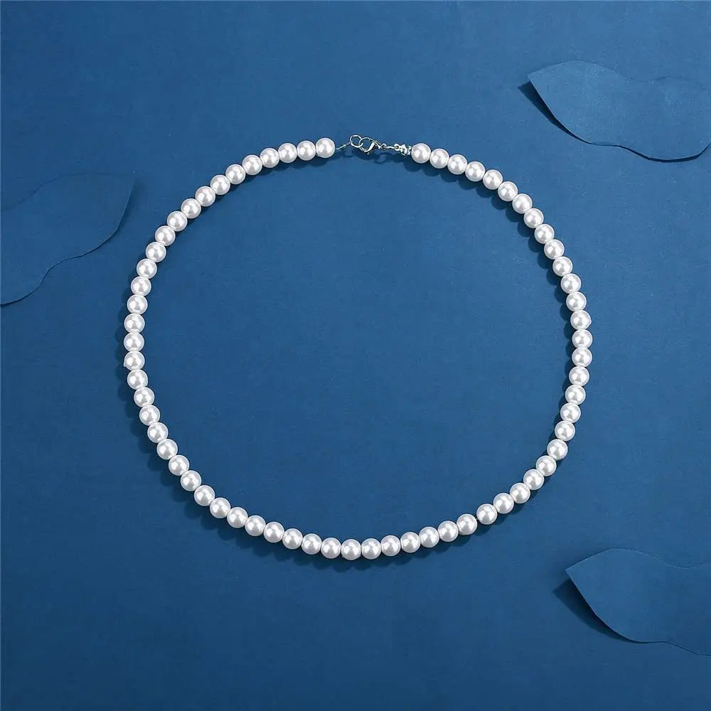 Pearl Necklace Men Simple Handmade Strand Bead Necklace 2022 New Trendy Men Jewelry for Women Girls Wedding Banquet Necklaces Lounj 
