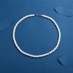 Pearl Necklace Men Simple Handmade Strand Bead Necklace 2022 New Trendy Men Jewelry for Women Girls Wedding Banquet Necklaces Lounj 
