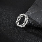 Personality Stainless Steel Irregular Thorns Ring for Men, Retro Punk Texture Six Pointed Star Ring, Geometric Hip-hop Jewelry Lounj 