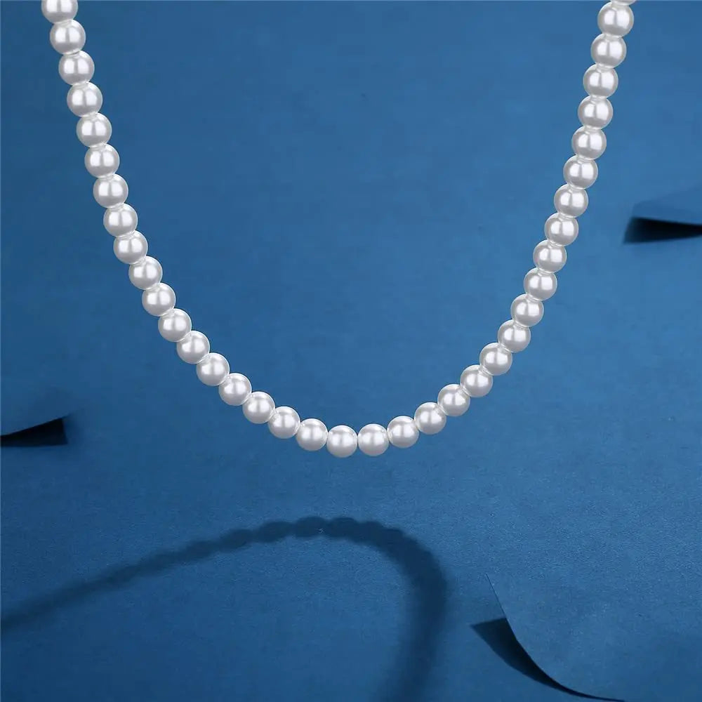 Pearl Necklace Men Simple Handmade Strand Bead Necklace 2022 New Trendy Men Jewelry for Women Girls Wedding Banquet Necklaces Lounj 