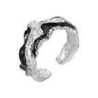 Vnox Open Ring for Men Women, Irregular Lava Textured Adjustable Rings, Punk Rock Adjustable Finger Band Lounj 