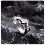Vnox Open Ring for Men Women, Irregular Lava Textured Adjustable Rings, Punk Rock Adjustable Finger Band Lounj 